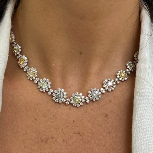 23ct Fancy Color Diamond Floral Necklace