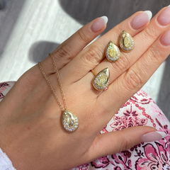 Bezel Spiral Pavé Yellow Pear Diamond Pendant
