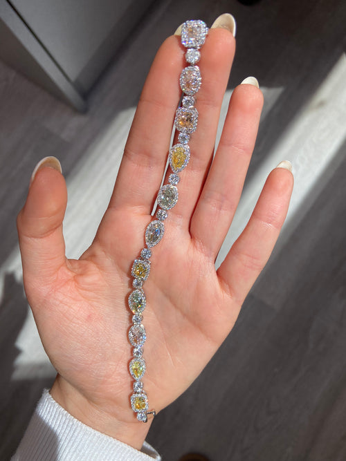 Rare Multi Color Fancy Shape Halo Bracelet