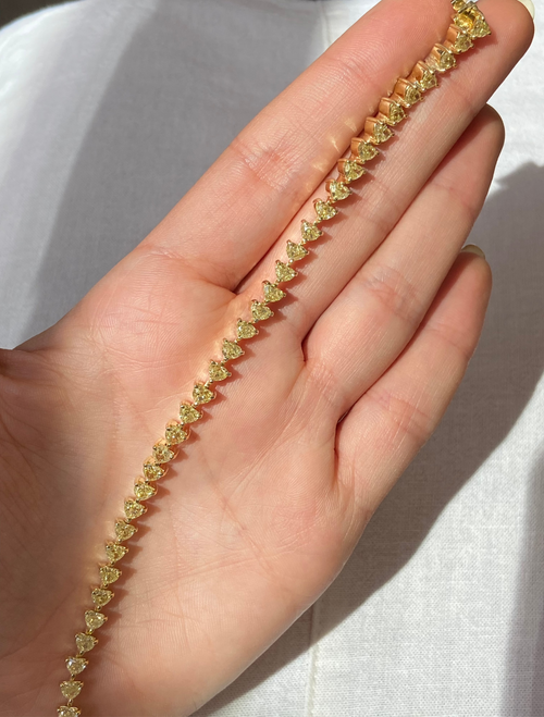 Yellow Heart Shape Diamond Tennis Bracelet