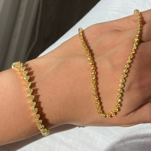 Yellow Heart Shape Diamond Tennis Bracelet