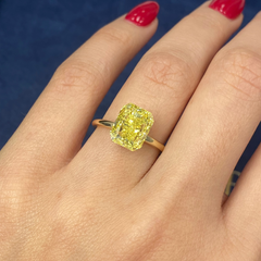 4.02ct Fancy Vivid Yellow Internally Flawless Elongated Radiant Cut Diamond - Loose