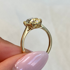2.73ct Fancy Light Yellow Old Mine Cushion Cut Diamond Ring
