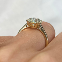 2.73ct Fancy Light Yellow Old Mine Cushion Cut Diamond Ring