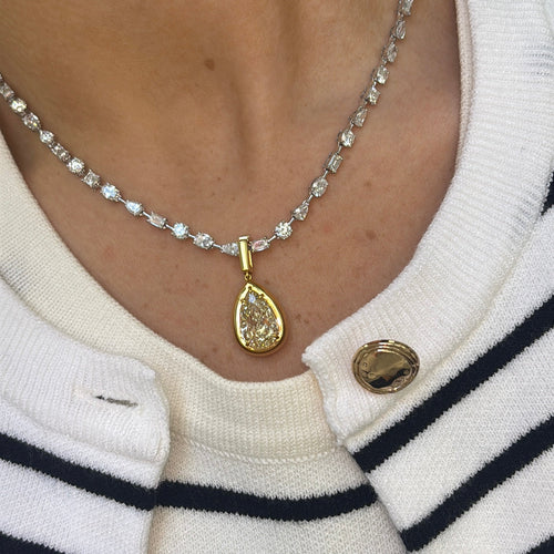 5.5 Carat Yellow Pear Diamond Detachable Bezel Pendant