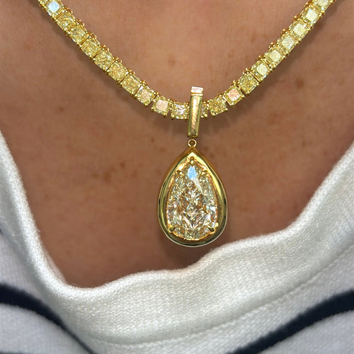 5.5 Carat Yellow Pear Diamond Detachable Bezel Pendant