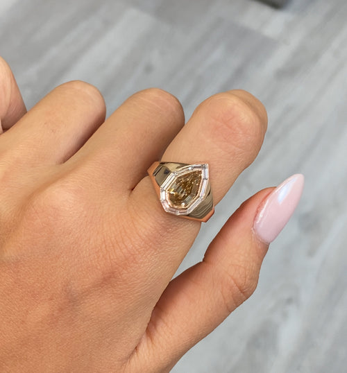 Bezel Set Champagne Diamond Ring