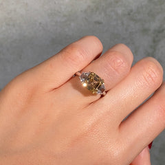 3.6ct Fancy Yellow Square Emerald Diamond Engagement Ring