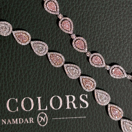 Alternating Pink and White Pear Shape Diamond Bracelet