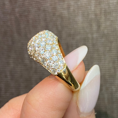 Half Carat Fancy Intense Yellow Radiant with Diamond Pave Dome Ring