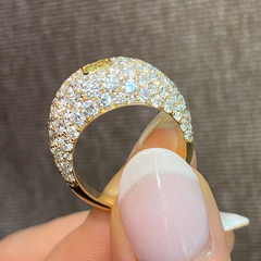 Half Carat Fancy Intense Yellow Radiant with Diamond Pave Dome Ring