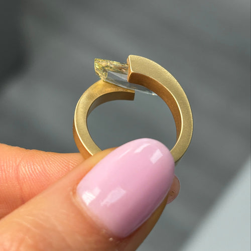 3 Carat Yellow 'Flame Cut' Diamond Ring