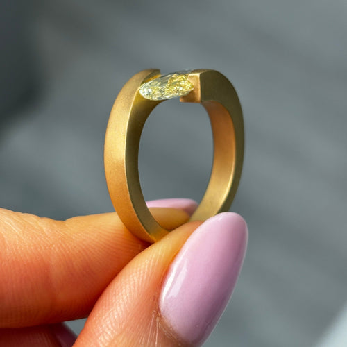 3 Carat Yellow 'Flame Cut' Diamond Ring