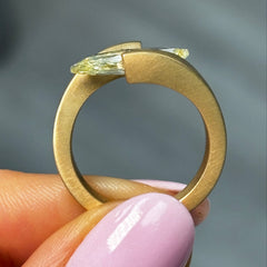 3 Carat Yellow 'Flame Cut' Diamond Ring