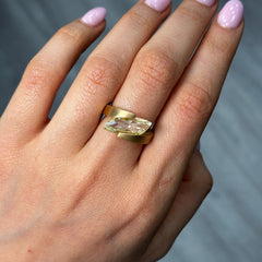 3 Carat Yellow 'Flame Cut' Diamond Ring