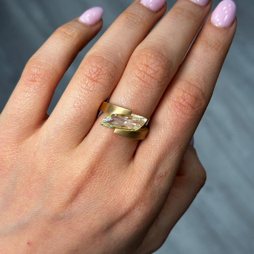 3 Carat Yellow 'Flame Cut' Diamond Ring