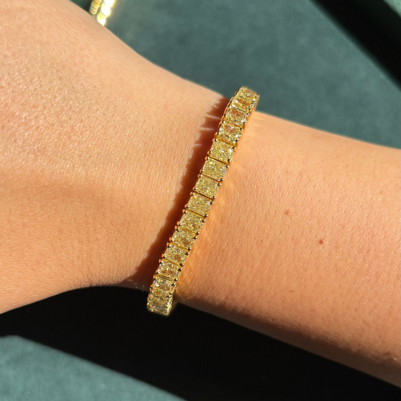 22ct Elongated Radiant Cut Yellow Diamond Tennis bracelet