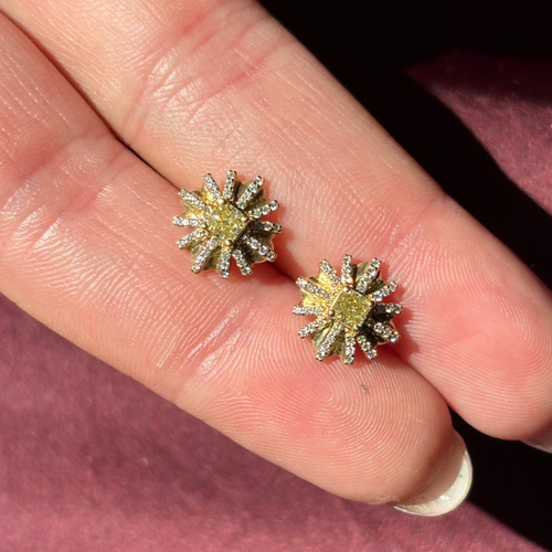 The Meelie Flower Yellow Diamond Studs
