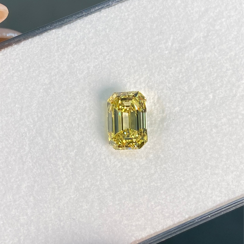 2.01 Carat Fancy Vivid Yellow Emerald Cut Diamond - Loose