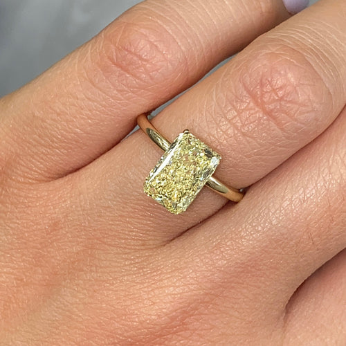 3.26 Carat Fancy Yellow Elongated Radiant Cut Diamond - Loose