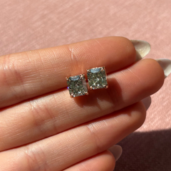 3.52ct Green Diamond Chameleon Diamond Studs