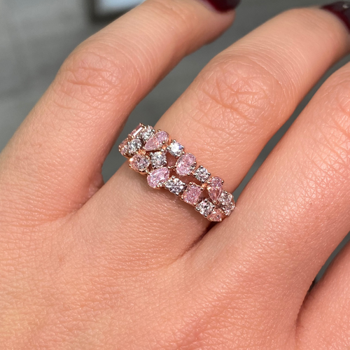 Mixed Shape Pink and White Diamond Ring