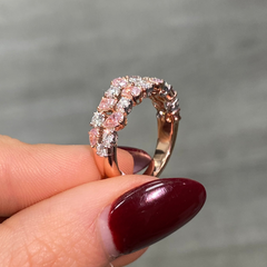 Mixed Shape Pink and White Diamond Ring