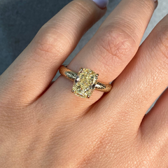 3.04ct Fancy Yellow Elongated Cushion Cut Diamond Galaxy Ring