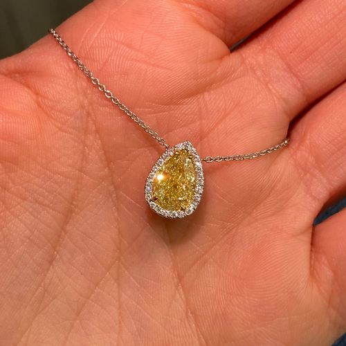 fancy yellow pear shape pendant necklace
