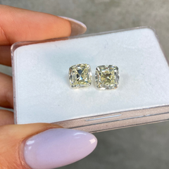 3 Carat Each Matched Pair of Antique Cushion Inspired Light Yellow Diamonds - Loose