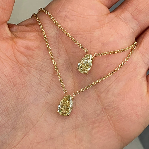 1.40ct Carat Fancy Yellow Pear Shape Diamond Pendant