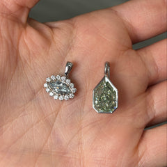 Green Marquise Cut Diamond Detachable Pendant Charm