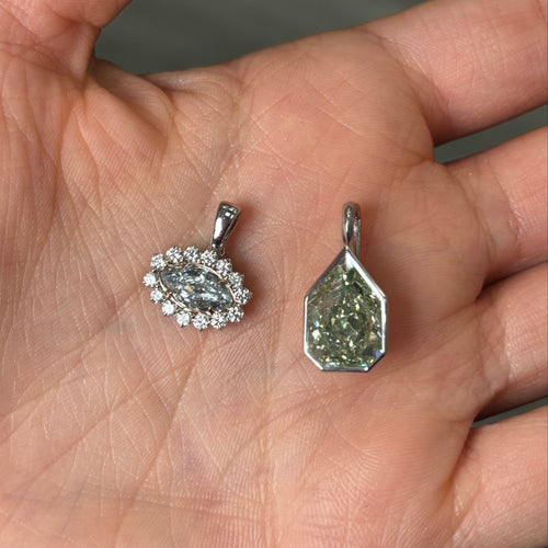 Green Marquise Cut Diamond Detachable Pendant Charm