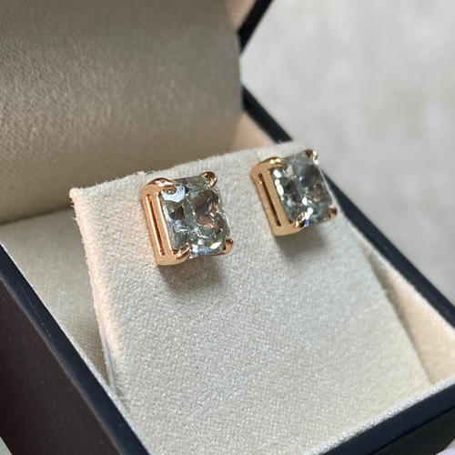 1.75ct Each Radiant Cut Chameleon Diamond Studs