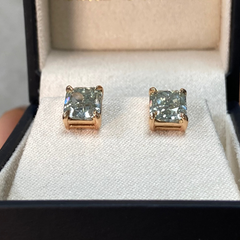 1.75ct Each Radiant Cut Chameleon Diamond Studs
