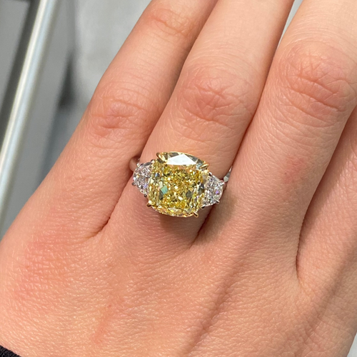 7ct Fancy Yellow Cushion Diamond Engagement Ring