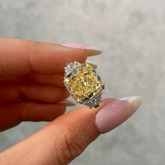 10ct Fancy Light Yellow Cushion Cut Diamond Engagement Ring