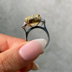 10ct Fancy Light Yellow Cushion Cut Diamond Engagement Ring