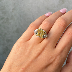 10ct Fancy Light Yellow Cushion Cut Diamond Engagement Ring