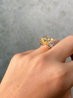 10ct Fancy Light Yellow Cushion Cut Diamond Engagement Ring