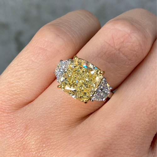 7ct Fancy Yellow Cushion Diamond Engagement Ring