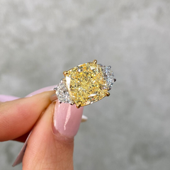 7ct Fancy Yellow Cushion Diamond Engagement Ring