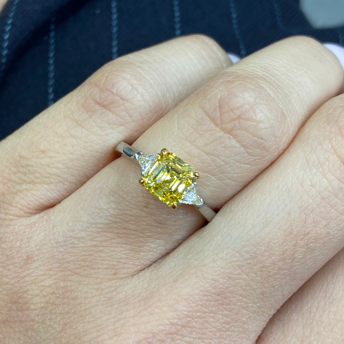 1.5ct Vivid Yellow Asccher Cut Diamond Engagement Ring