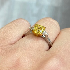 1.5ct Vivid Yellow Asccher Cut Diamond Engagement Ring