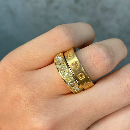 Mixed Shape Yellow DIamond Bezel Eternity Band