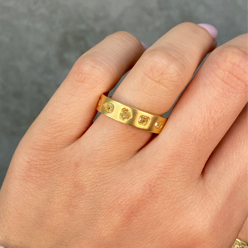 Mixed Shape Yellow DIamond Bezel Eternity Band