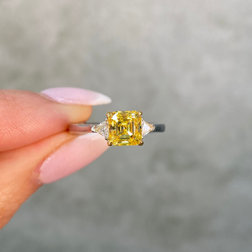 1.5ct Vivid Yellow Asccher Cut Diamond Engagement Ring