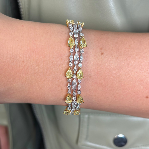 Unique 13ct Yellow and White Diamond Bracelet