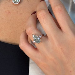 3ct Pear Shape Green Diamond Engagement Ring