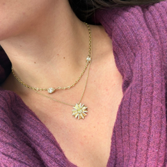 Champagne Diamond Station Necklace